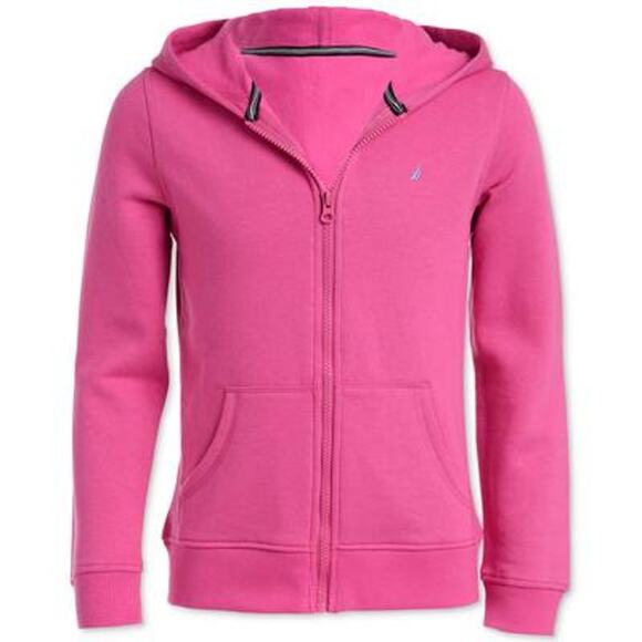 Nautica Girls' 7-16 Fleece FZ Hoodie Pink, Large 12/14 - Picture 1 of 1